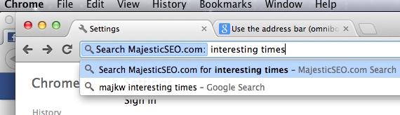 MajesticSEO als Suchmaschine in Google Chrome