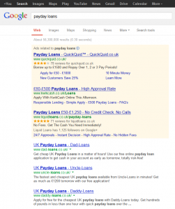 Payday loans Google results 13 May
